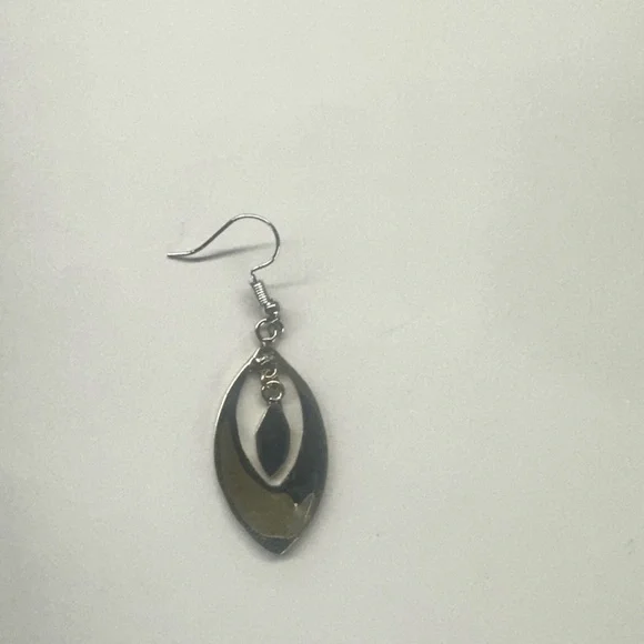 Vintage Taxco Mexican Alpaca Abalone Double Teardrop Earrings - Picture 2 of 6